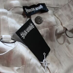 Darkerwave White Jean With Leather Knees